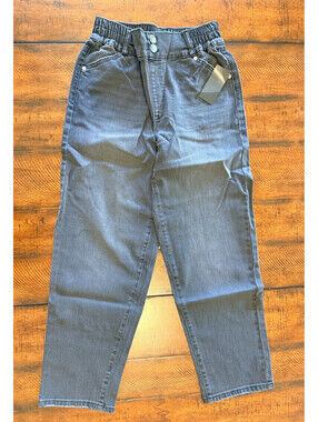 G by Giuliana The Straight Black Denim Stretch Jeans Elastic Waist Size 4